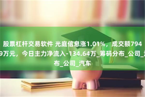股票杠杆交易软件 光庭信息涨1.01%，成交额7940.99万元，今日主力净流入-134.64万_筹码分布_公司_汽车